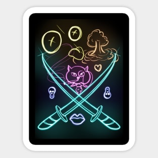 Neon gangsta cat club Sticker